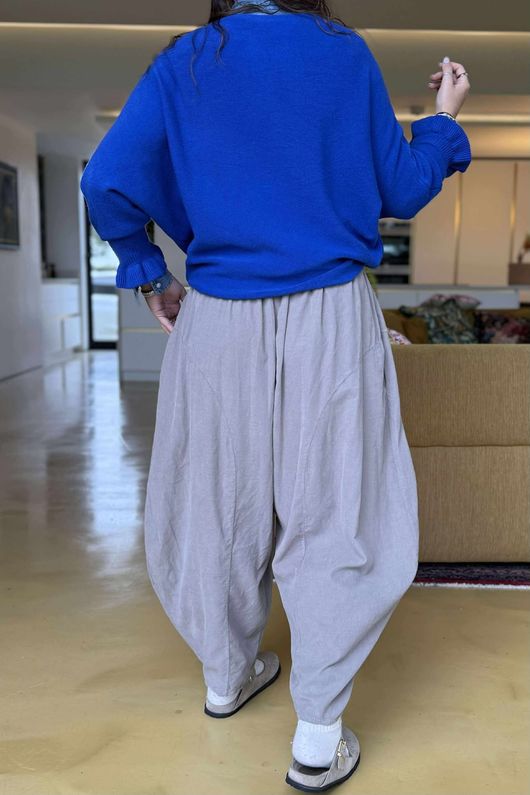 Conrad Batwing Ruffle Cuff Knit Lapis